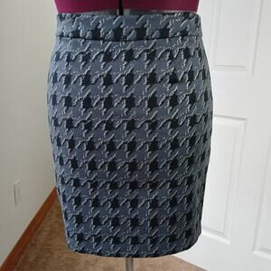 Apt. 9 Grey Houndstooth Pencil Midi Skirt Petite M dark gray black silver office